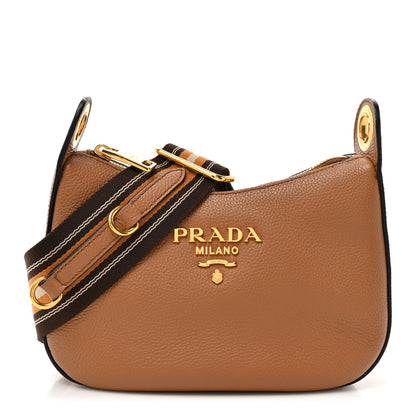 Prada Vitello Phenix Small Zippered Messenger Hobo Cammeo 1 of 9