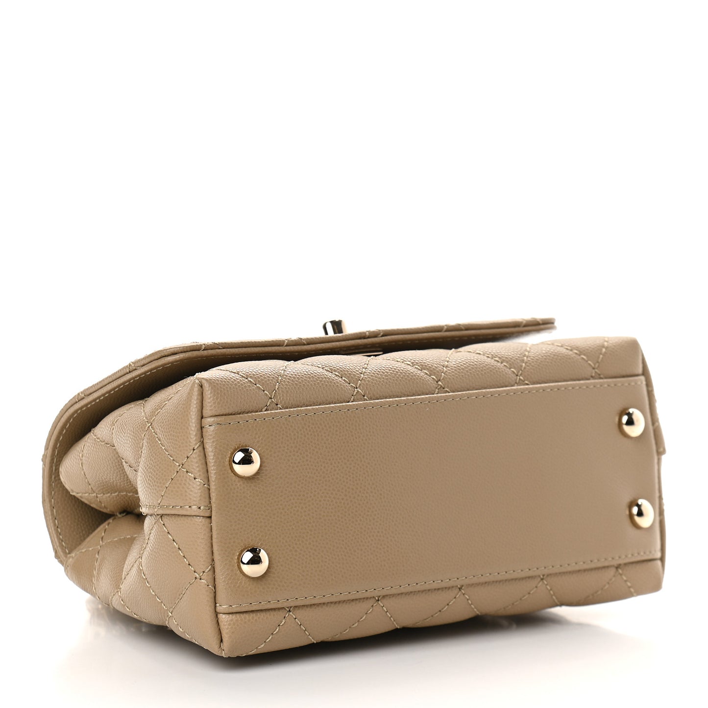 Caviar Lizard Embossed Quilted Extra Mini Coco Handle Flap Dark Beige