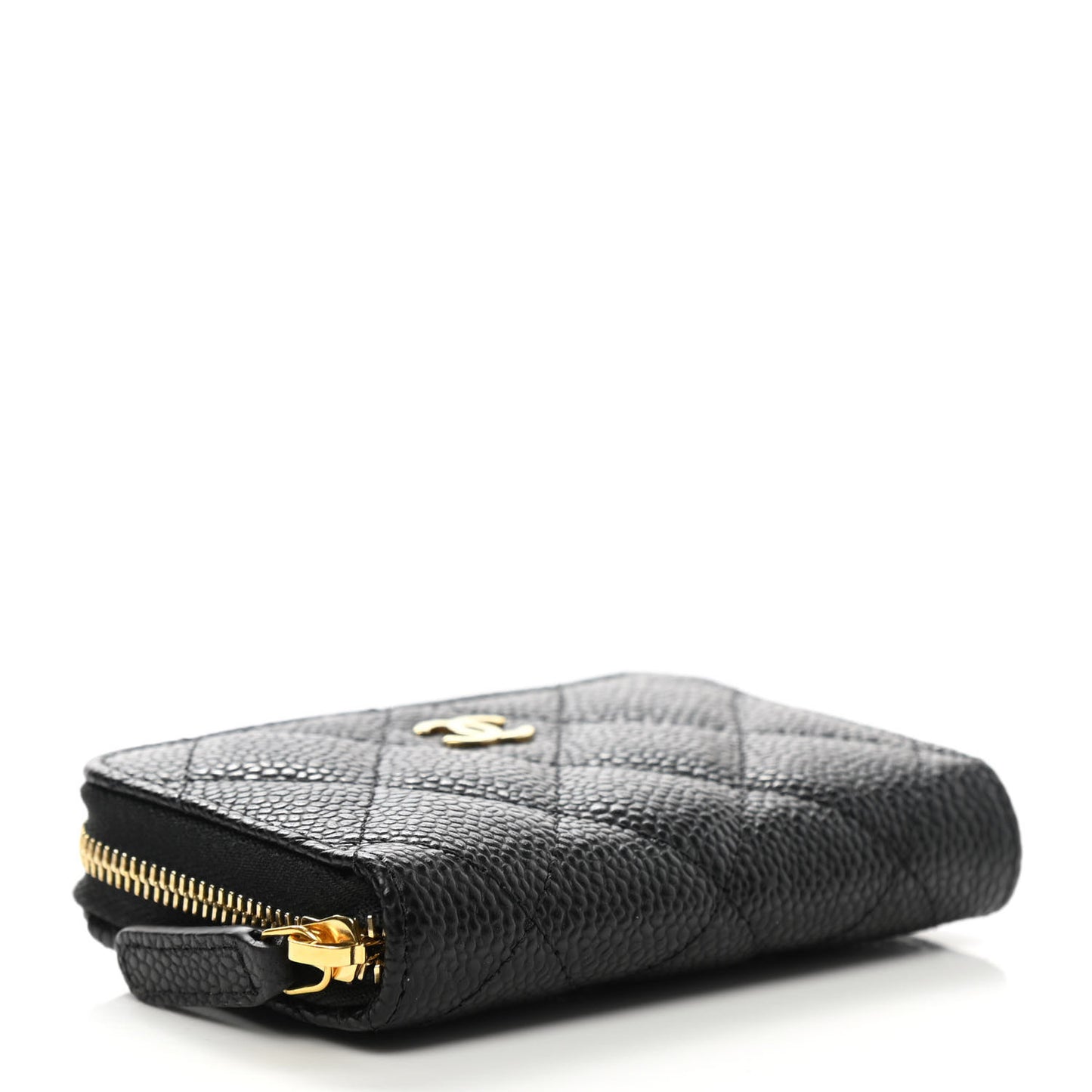 Caviar Quilted Zip Coin Purse Black