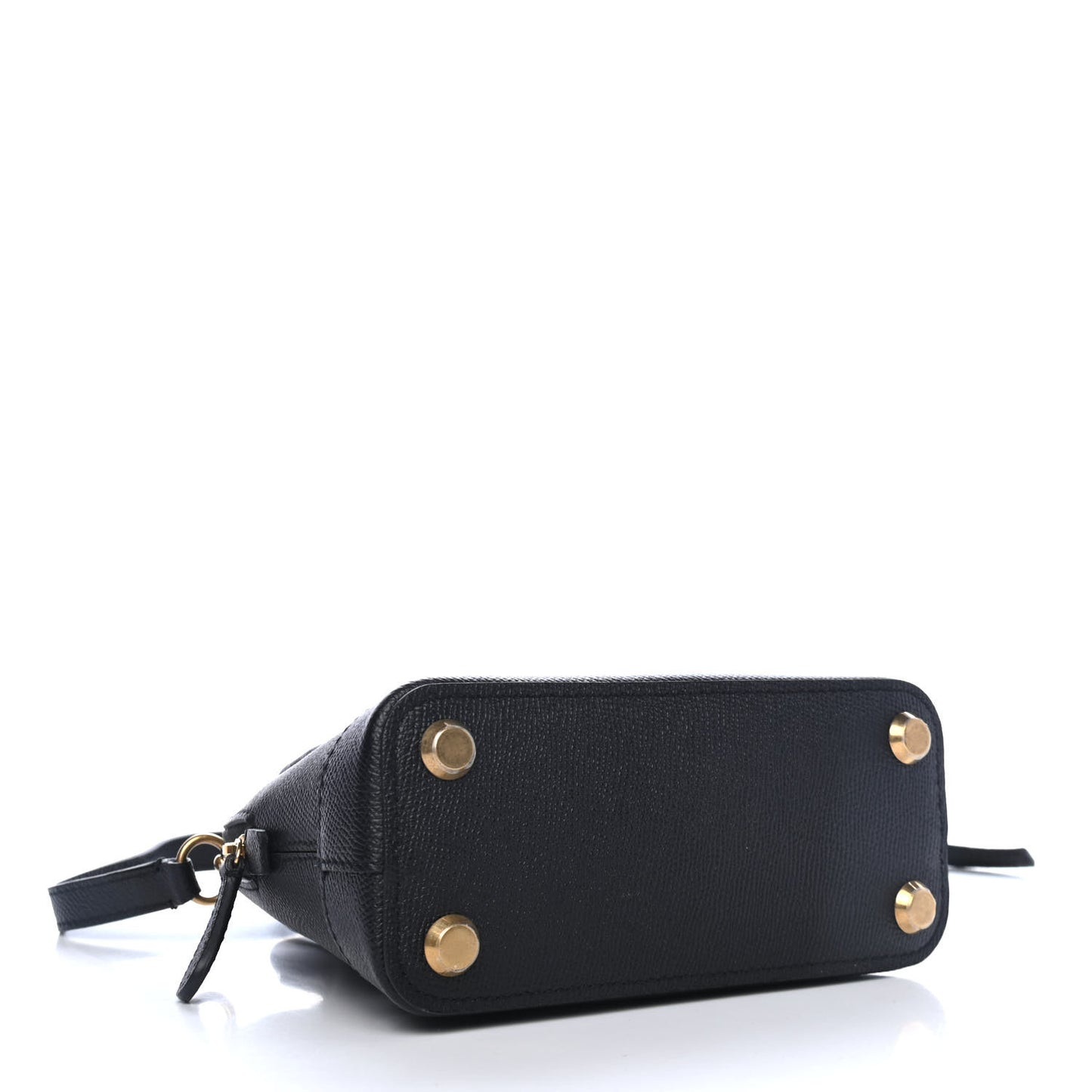 Signature Grained Calfskin XXS Ville Top Handle Bag Black White