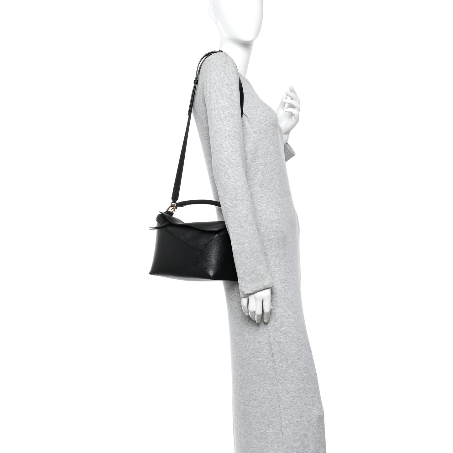 Calfskin Small Puzzle Edge Bag Black