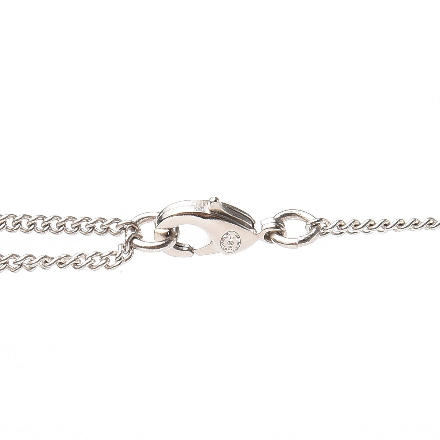 Baguette Crystal Winged CC Necklace Silver