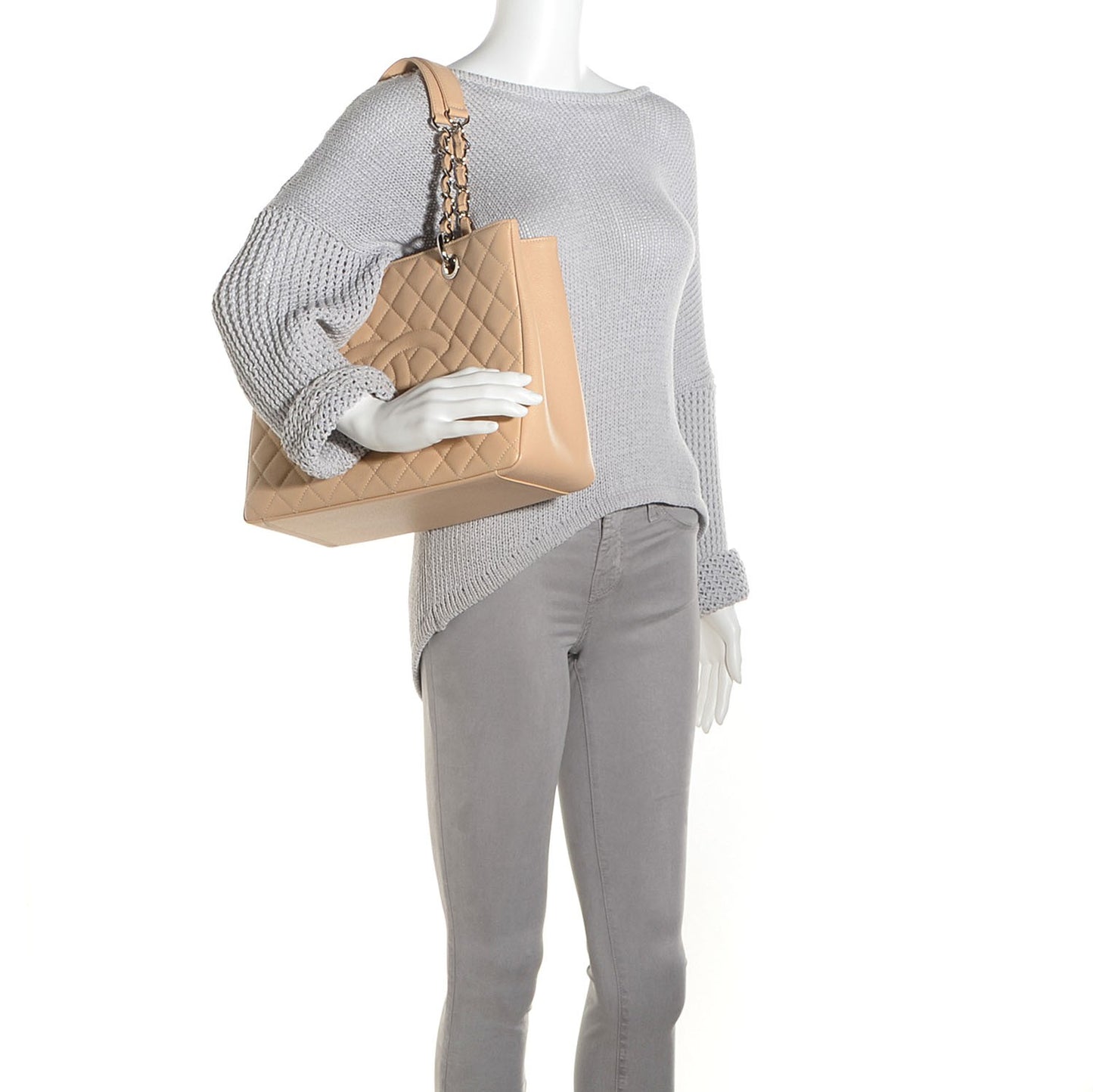 Caviar Grand Shopping Tote GST Beige Clair