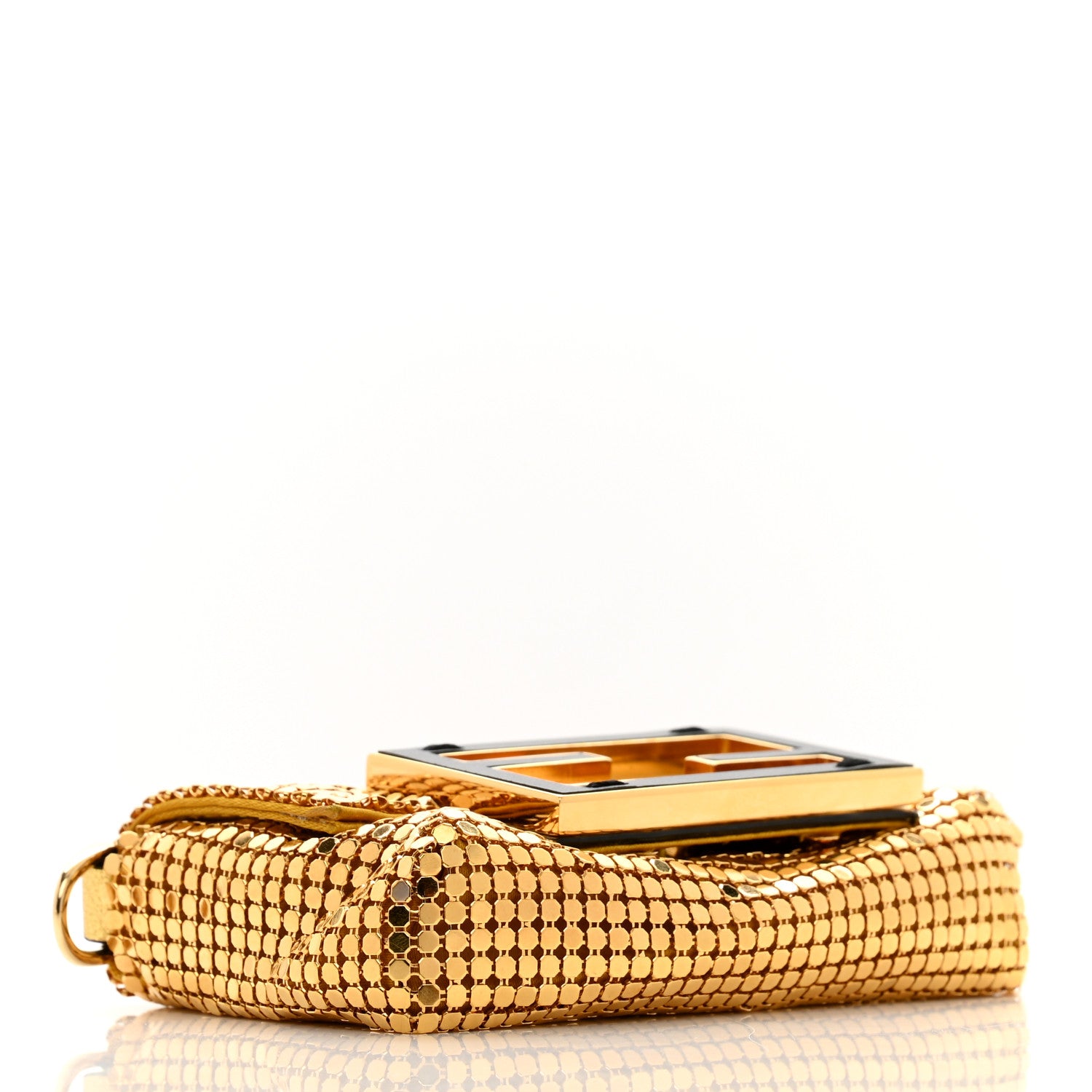 Fendi X VERSACE Metal Chainmail Mesh Fendace Nano Brooch Baguette Gold 4 of 8
