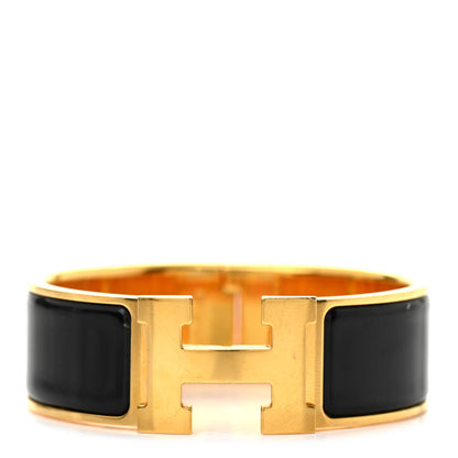 Hermes Enamel Wide Clic Clac H Bracelet PM Black 1 of 6