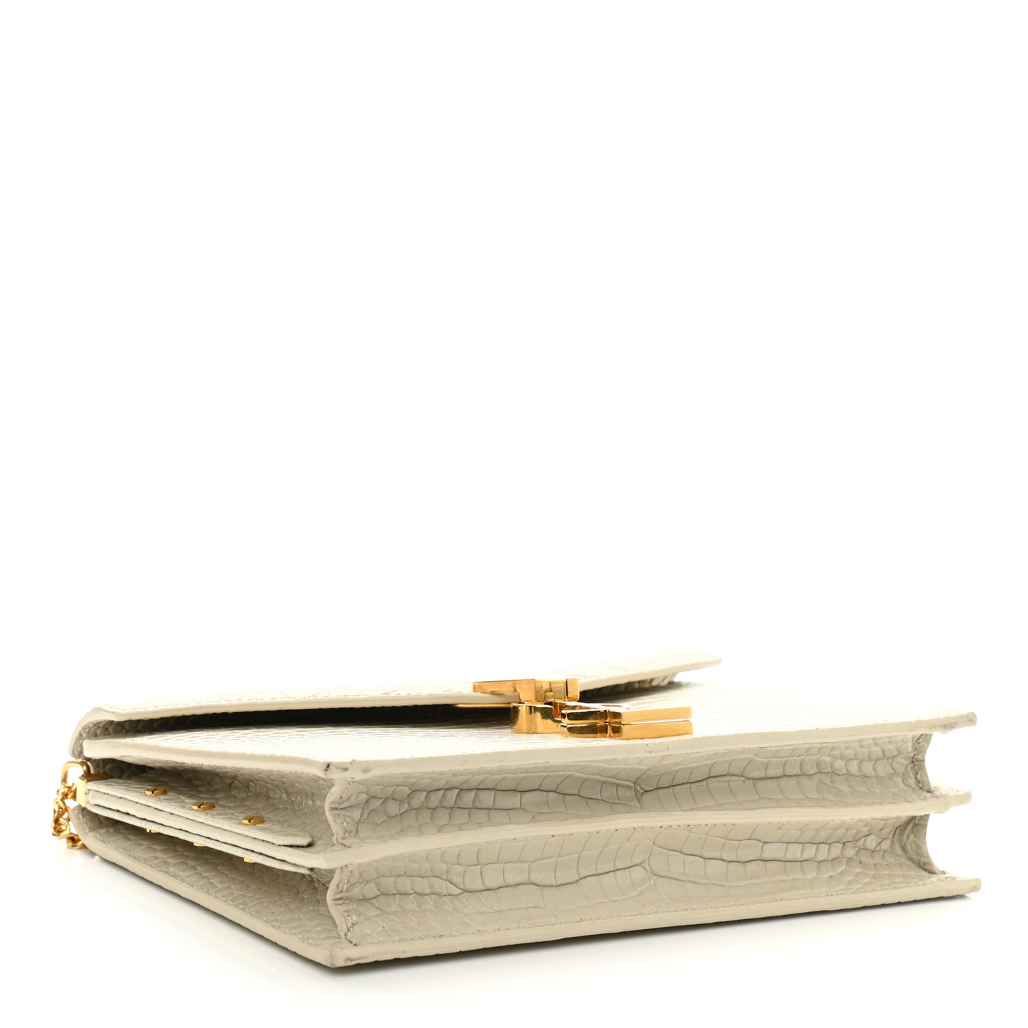 Calfskin Crocodile Embossed Monogram Cassandra Clasp Bag Crema Soft