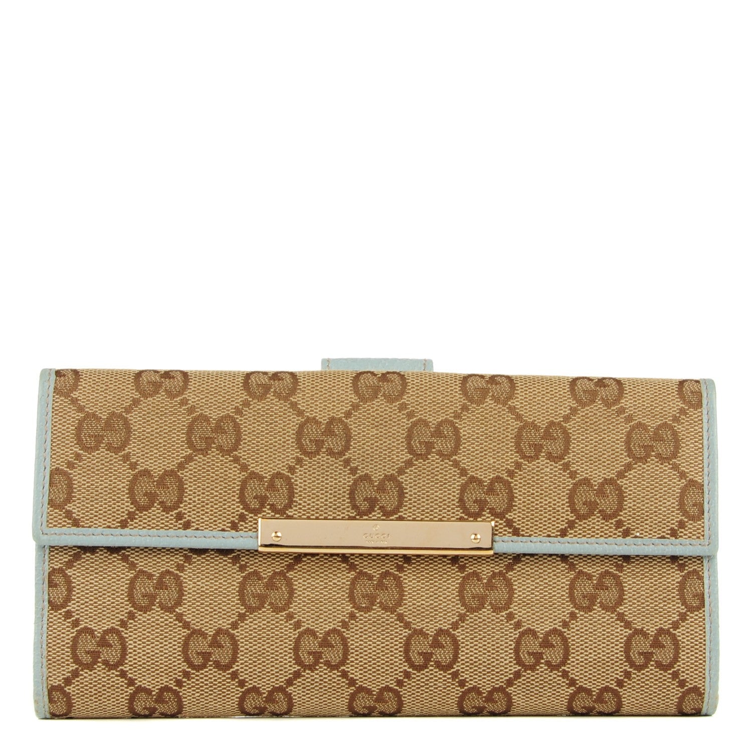 Gucci Monogram Metal Bar Continental Flap Wallet Blue 1 of 7