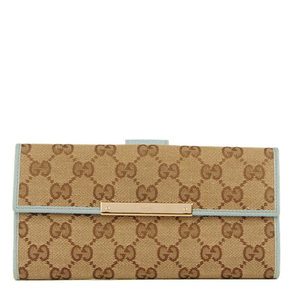 Gucci Monogram Metal Bar Continental Flap Wallet Blue 1 of 7