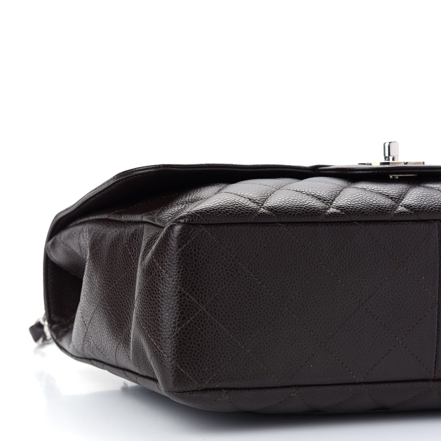 Caviar Quilted Jumbo Single Flap Dark Brown