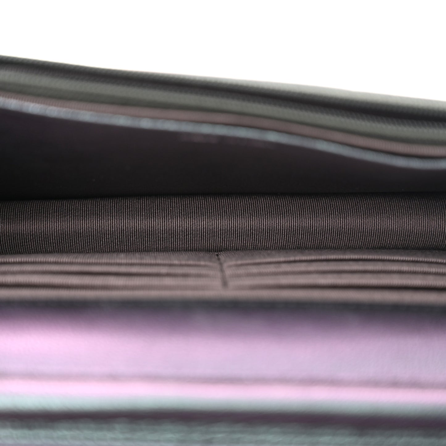 Iridescent Goatskin Quilted Wallet On Chain WOC Purple