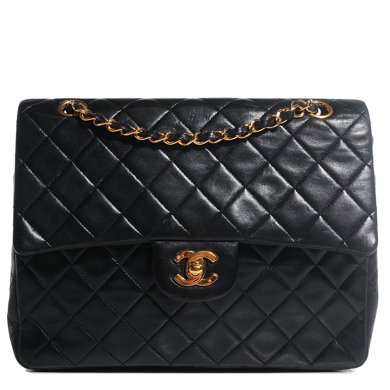 Chanel Lambskin Quilted Medium Double Flap Black 1 of 9