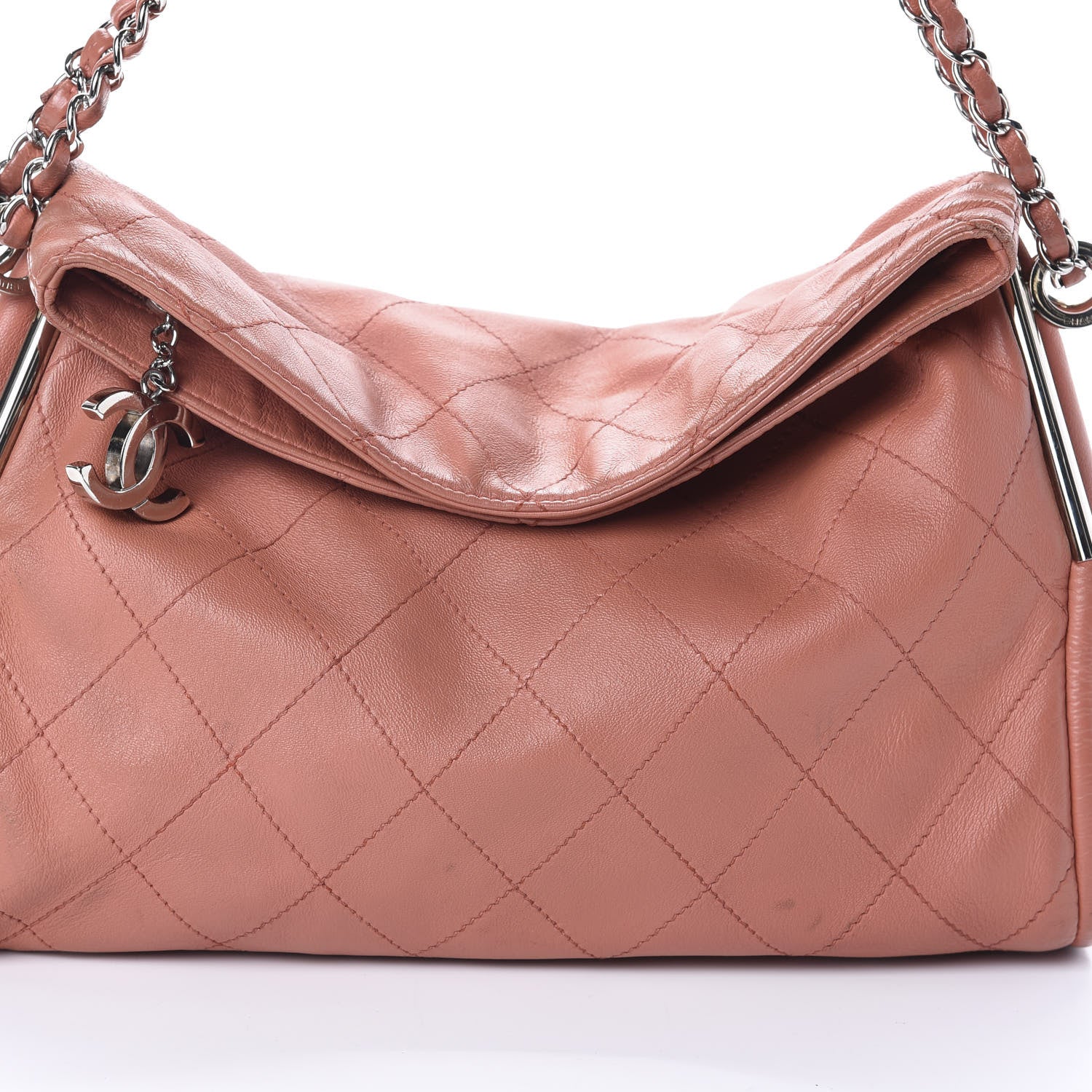 Chanel Lambskin Stitched Medium Ultimate Soft Tote Coral 10 of 15