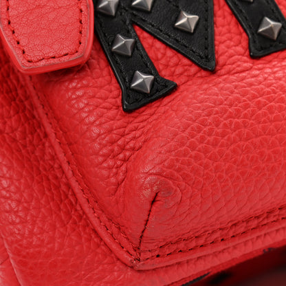MCM Calfskin Studded Small Logo Backpack Red 11 of 14