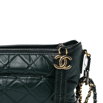 Chanel Aged Calfskin Quilted Small Gabrielle Hobo Dark Green 16 of 22