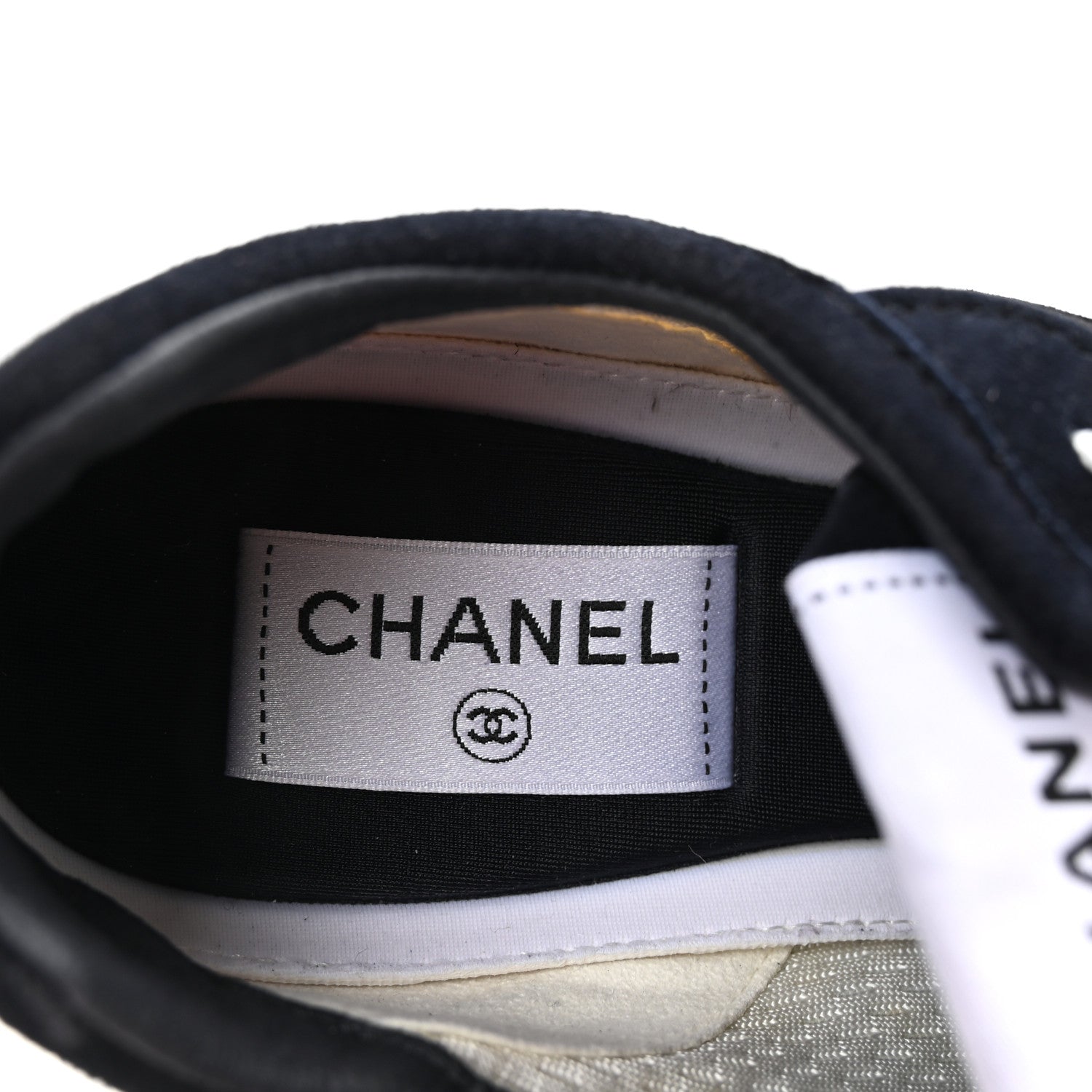 Chanel Fabric Suede Kidskin CC Sneakers 39 Dark Navy White 8 of 10