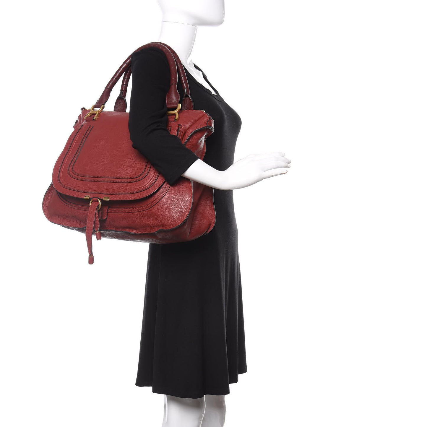 Calfskin Large Marcie Satchel Garnet