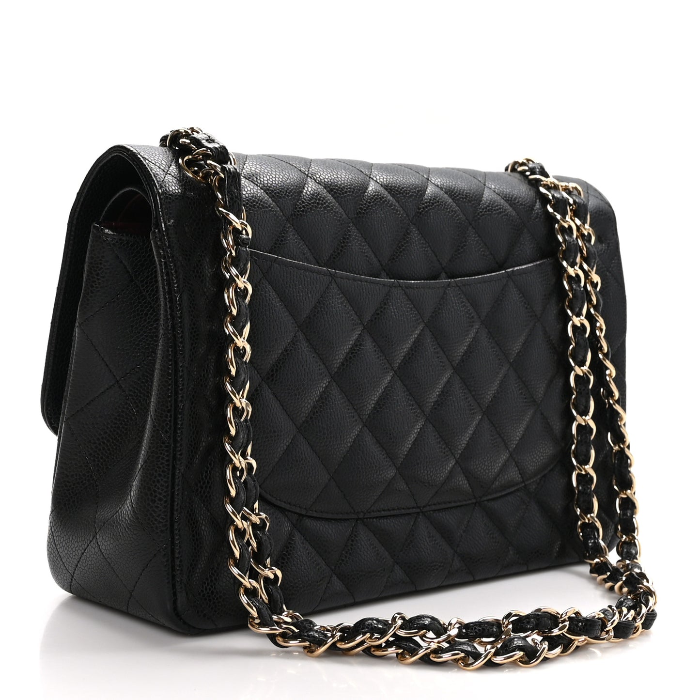 Caviar Quilted Jumbo Double Flap Black