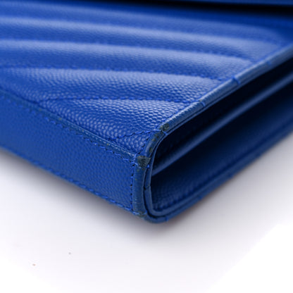 Saint Laurent Grain De Poudre Matelasse Chevron Monogram Chain Wallet Blue Majorelle 8 of 13