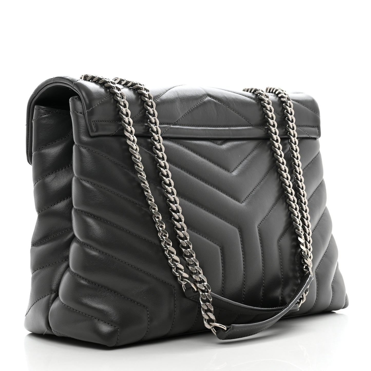 Calfskin Y Quilted Monogram Medium Loulou Chain Satchel Asphalt