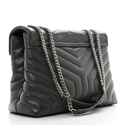 Saint Laurent Calfskin Y Quilted Monogram Medium Loulou Chain Satchel Asphalt 3 of 11
