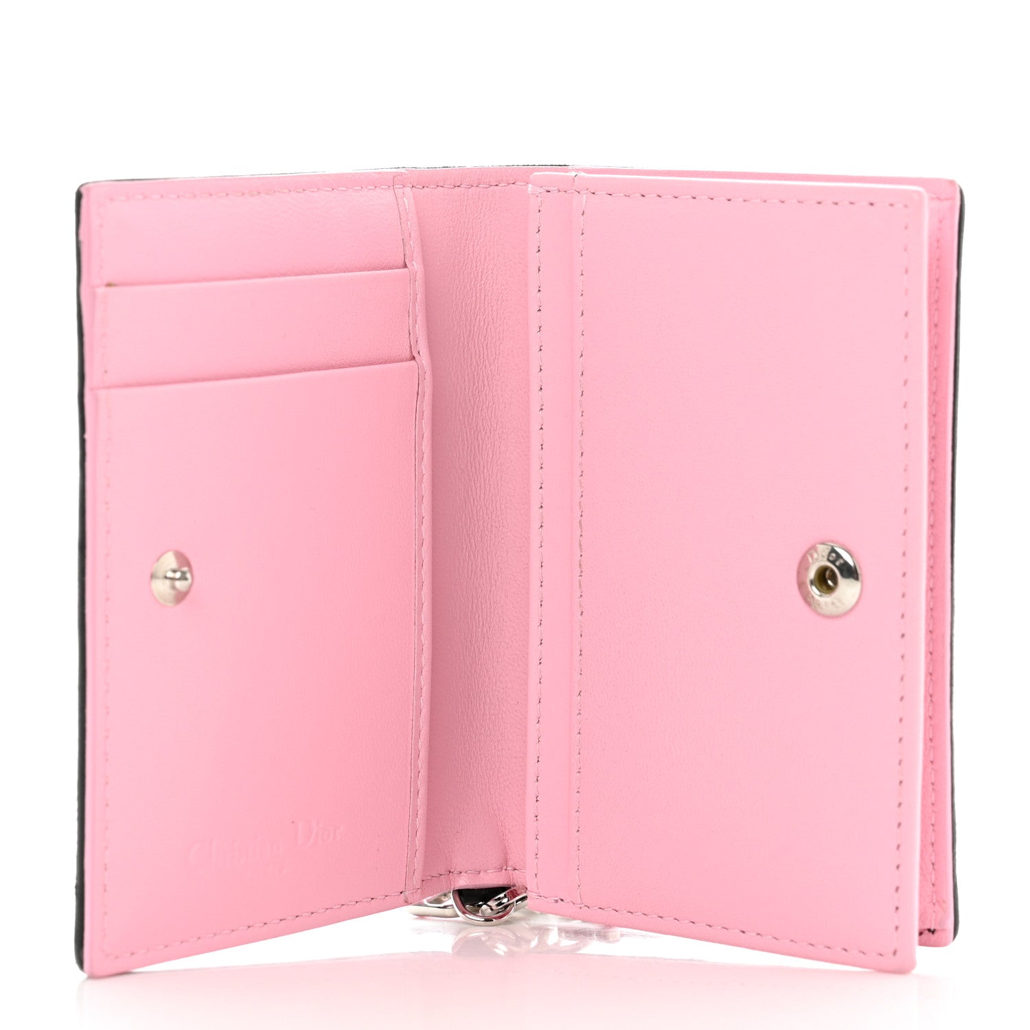 Christian Dior Lambskin Cannage Bi-Color Small Lady Dior Flap Card Holder Black Pink 5 of 8