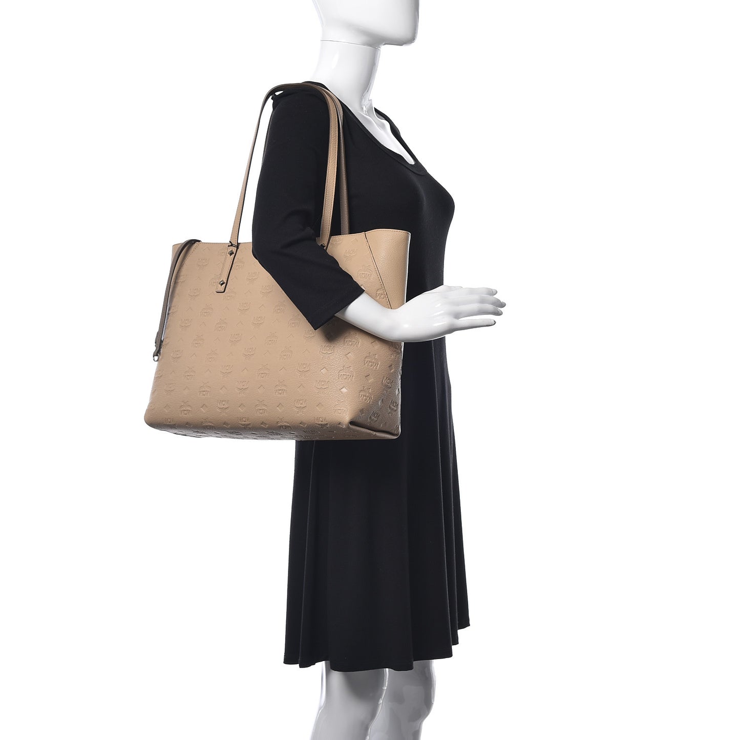 Calfskin Ottomar Monogram Medium Klara Top Zip Tote New Beige