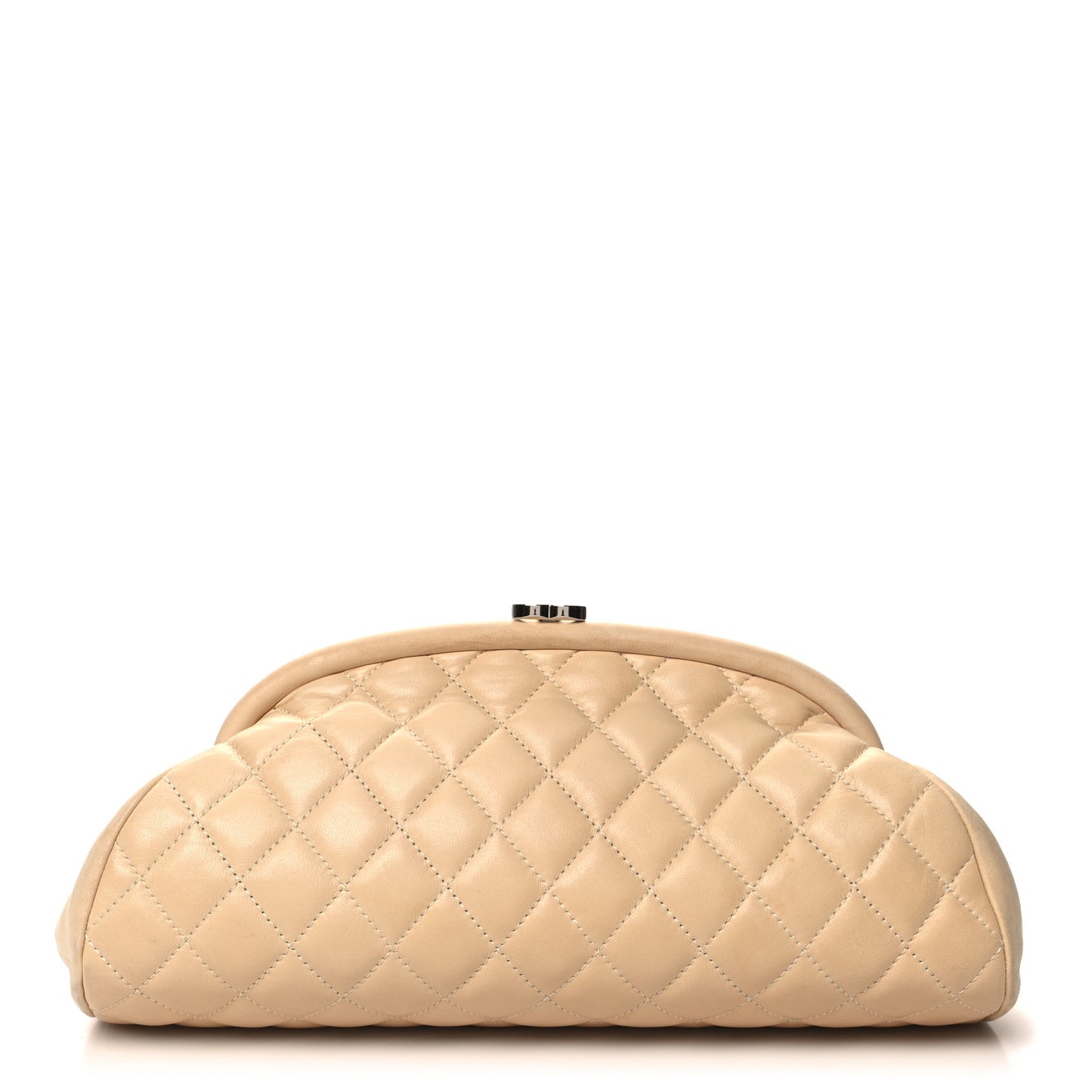 Lambskin Quilted Timeless Clutch Beige Clair