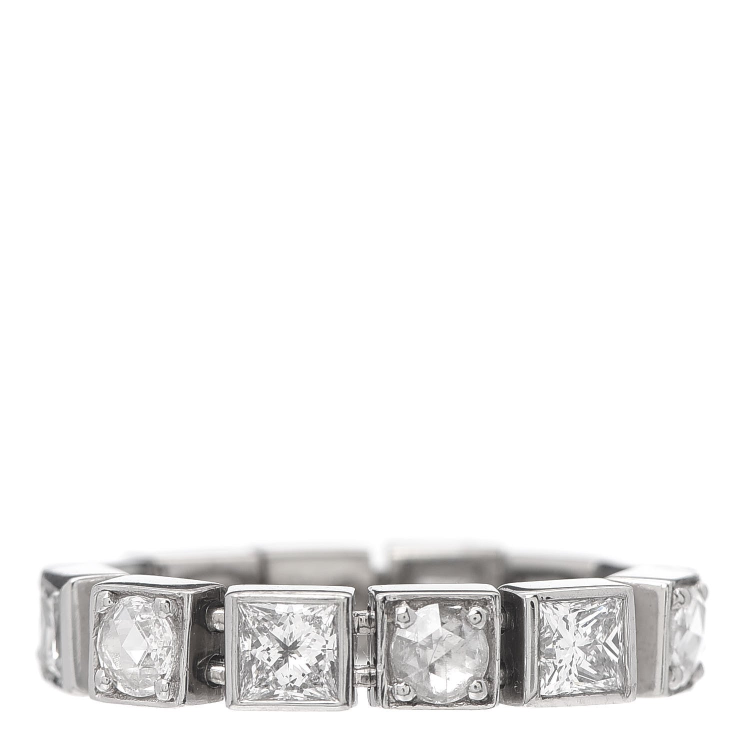 Tiffany 18K White Gold Diamond T Line Band Ring 47 4.25 1 of 4