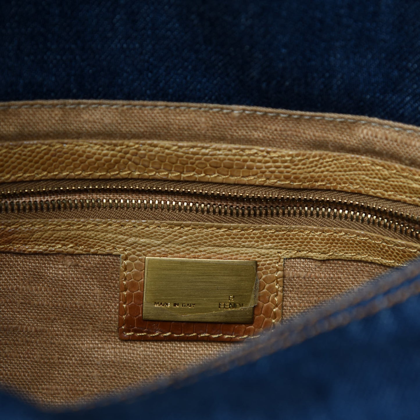 Denim Lizard Mama Baguette Blue