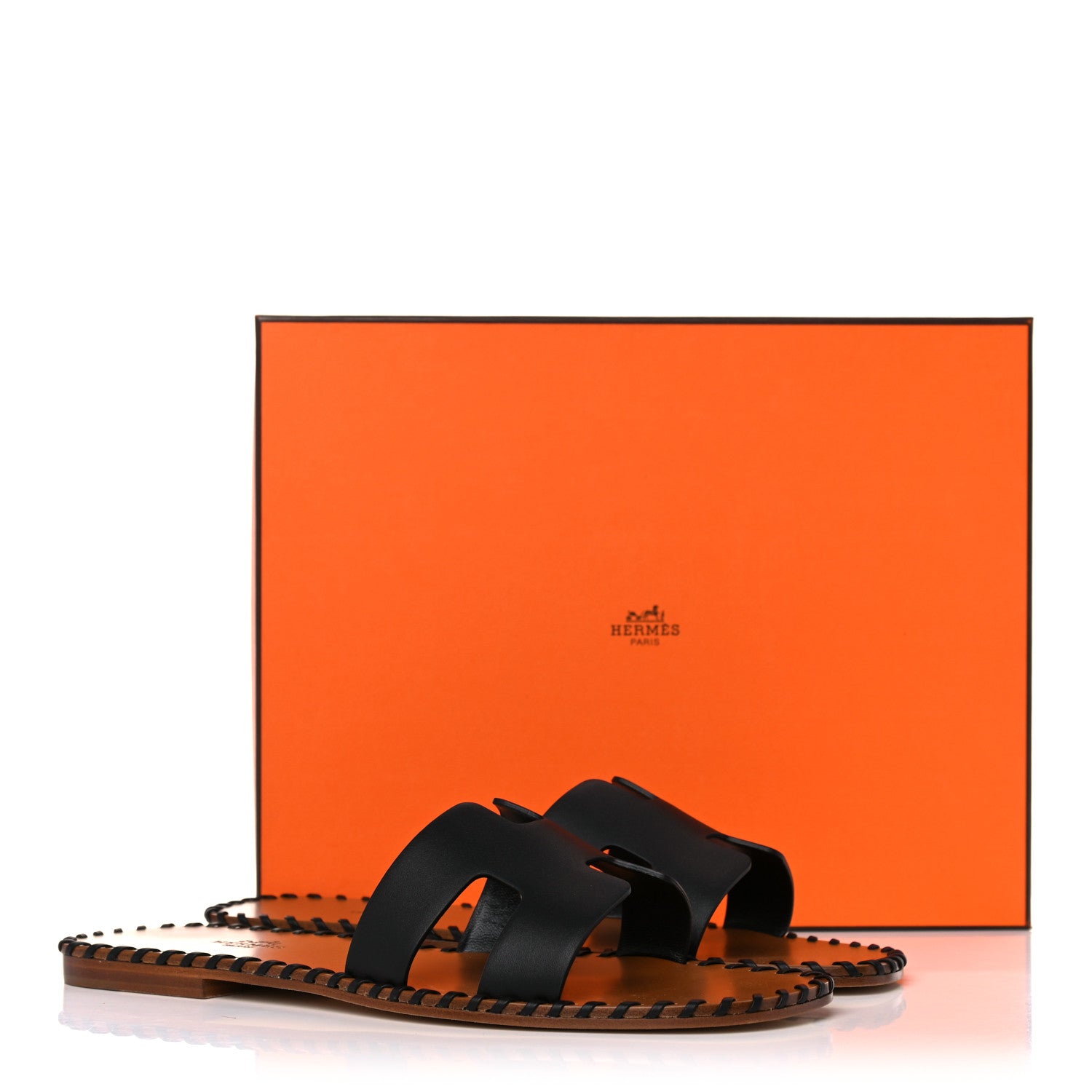 Hermes Box Calfskin Braided Oran Sandals 38 Black 9 of 9