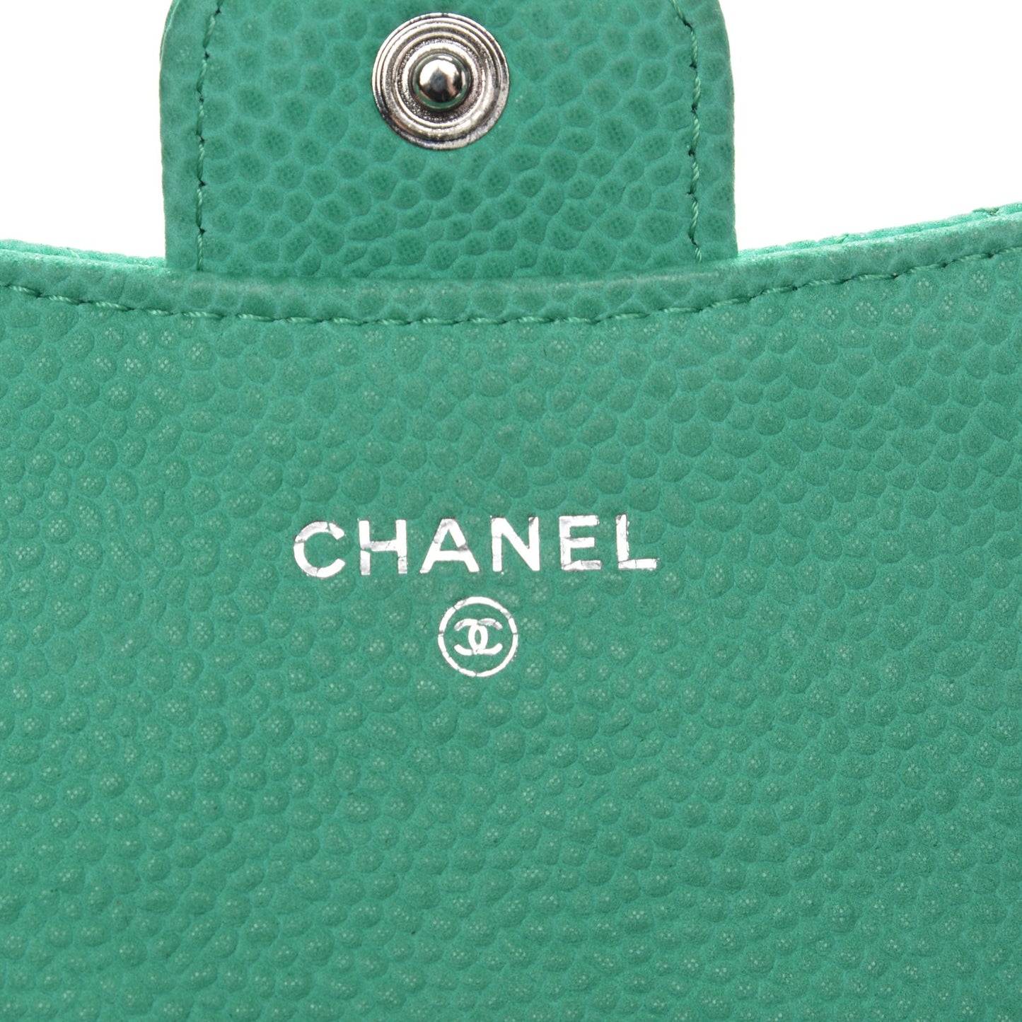 Iridescent Caviar Quilted Card Holder Turquoise
