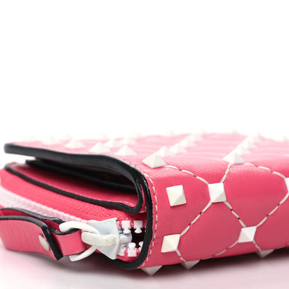 Valentino Garavani Lambskin Free Rockstud Spike Compact Zip Around Wallet Shadow Pink 9 of 10
