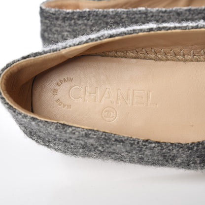 Chanel Tweed Velvet CC Espadrilles 41 Grey Black 9 of 11