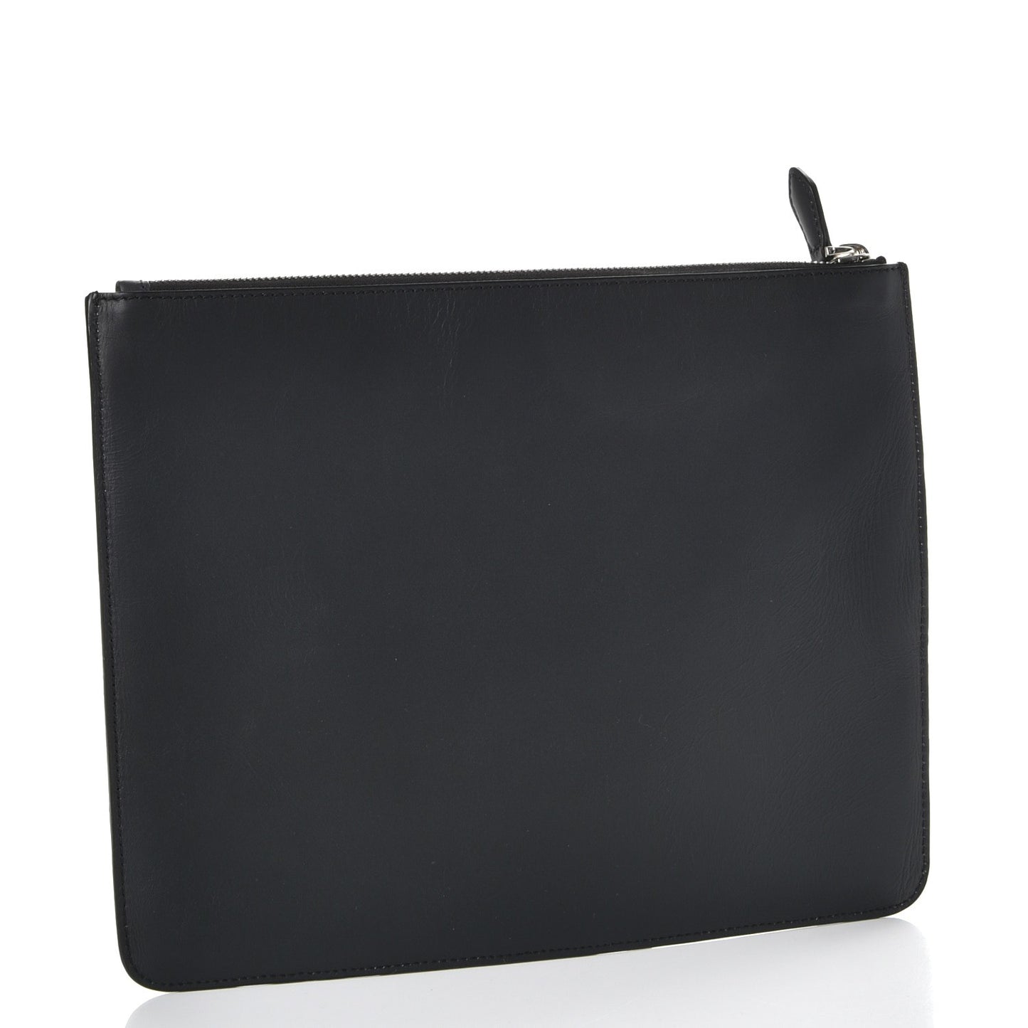 Calfskin Cobra Print Zip Pouch Black