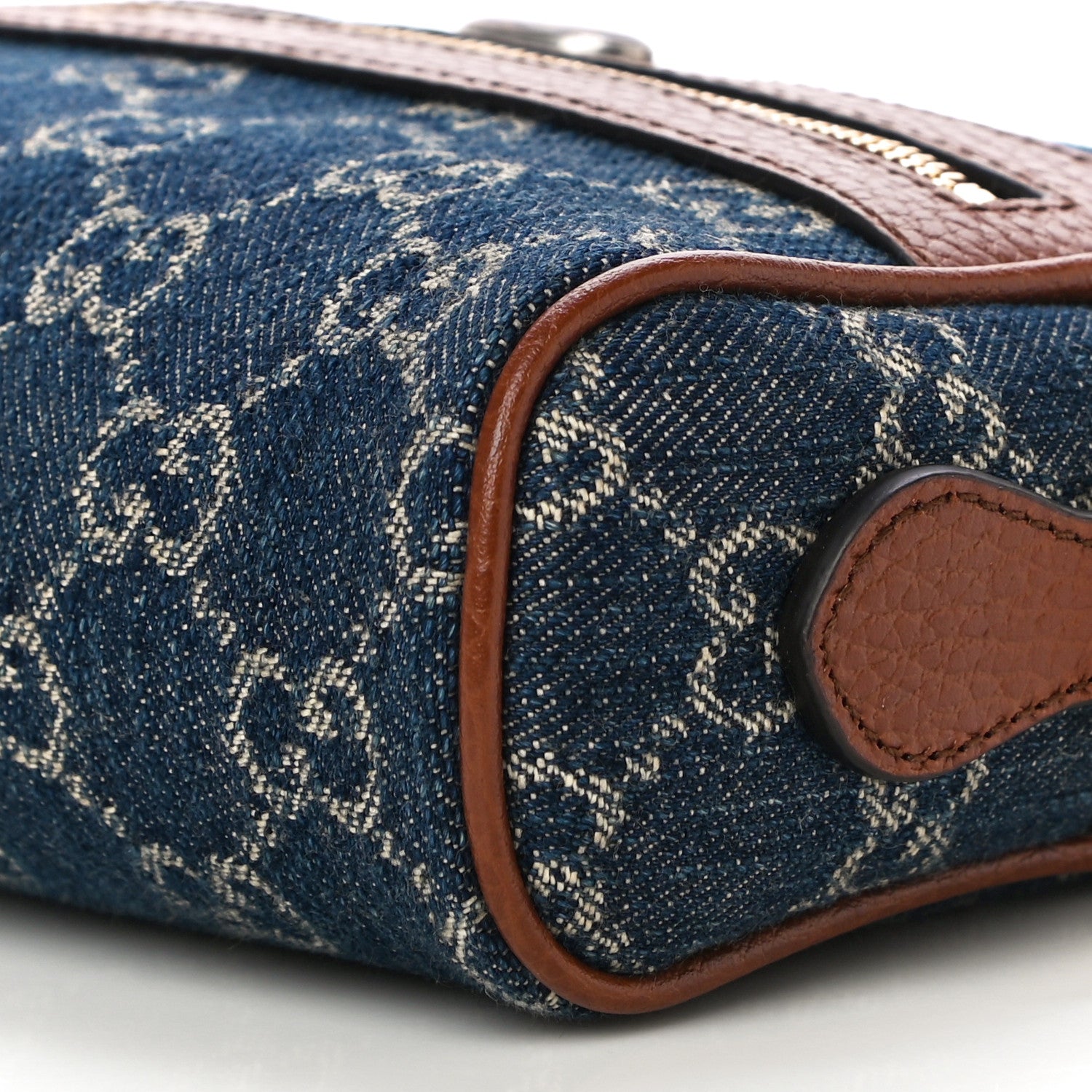 Gucci New Denim GG Monogram Dollar Calfskin Mini Ophidia Shoulder Bag Blue Tea Cuir Epilog 10 of 11
