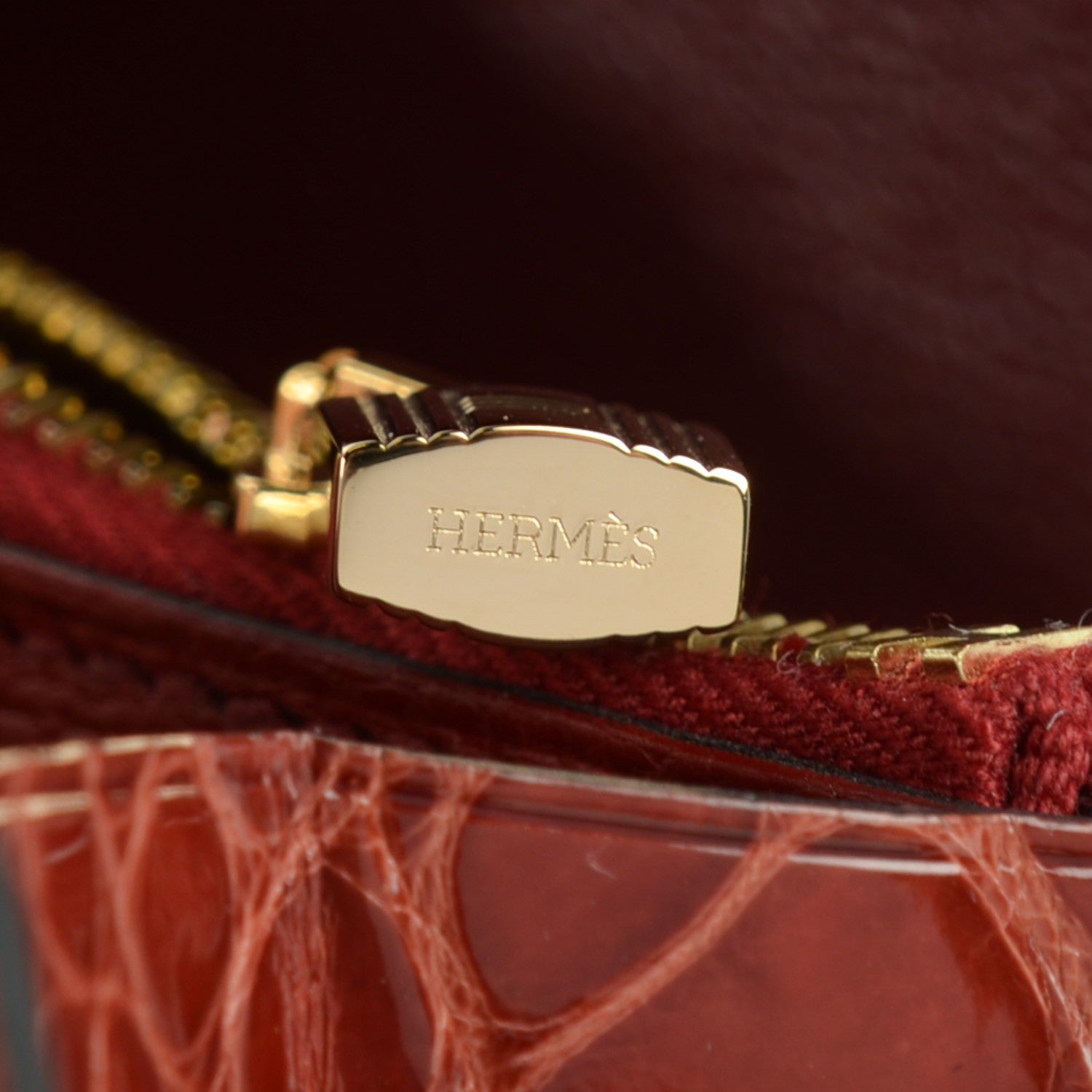 Hermes Shiny Alligator Kelly Longue Wallet Rouge H 5 of 16