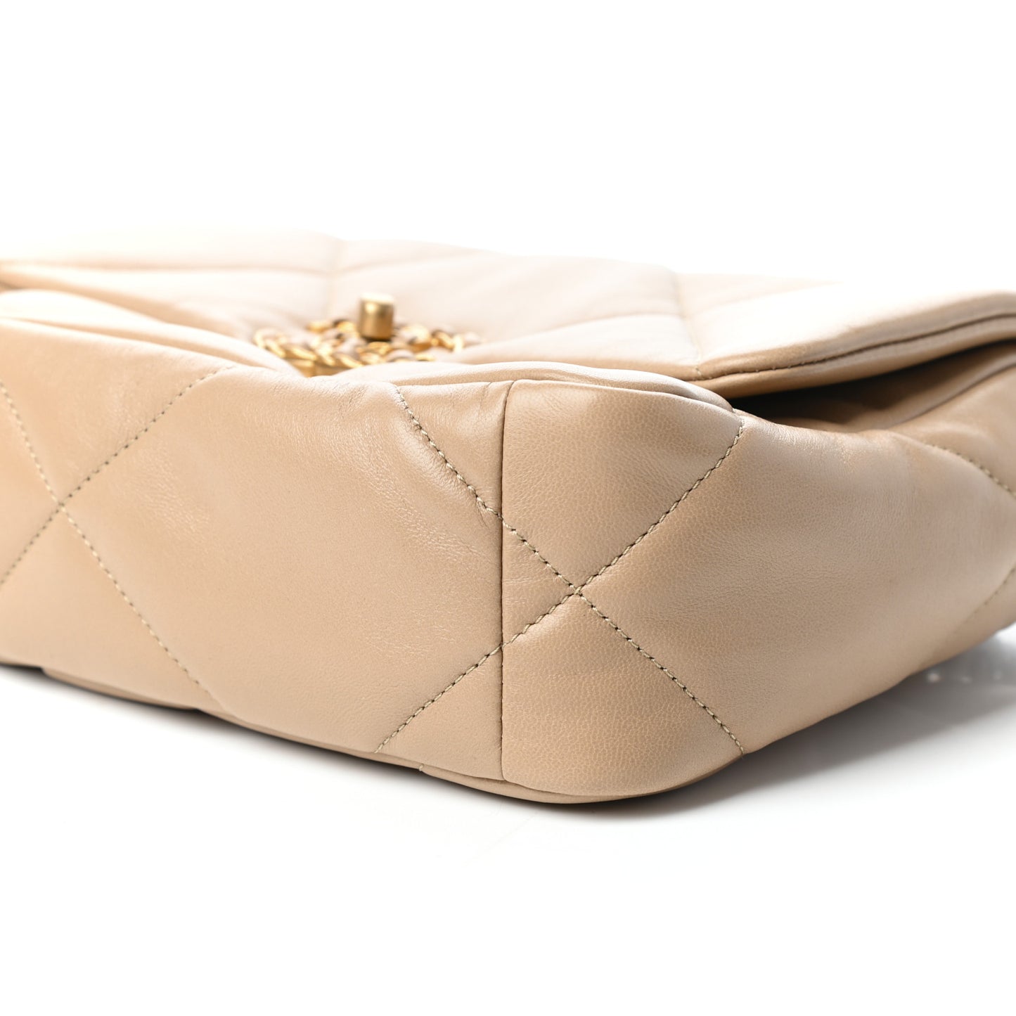 Lambskin Quilted Medium Chanel 19 Flap Dark Beige
