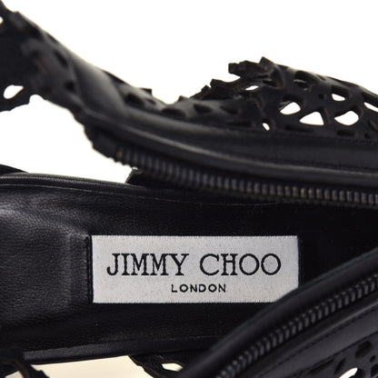 Jimmy Choo Calfskin Laser Cut Cage Booties 36 Black 7 of 8