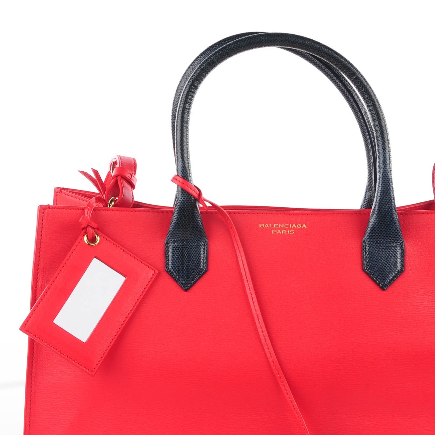 Balenciaga Karung Calfskin Padlock Nude Work S Top Handle Rouge Cherry 12 of 12