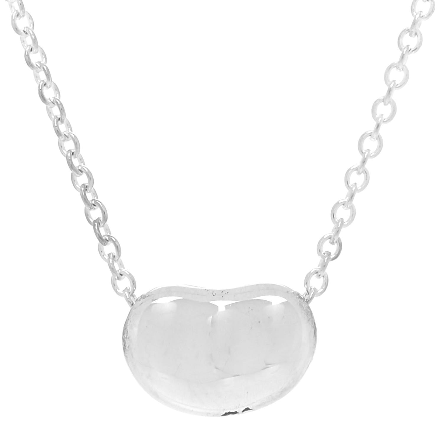 Tiffany Sterling Silver 9mm Elsa Peretti Bean Pendant Necklace 4 of 6