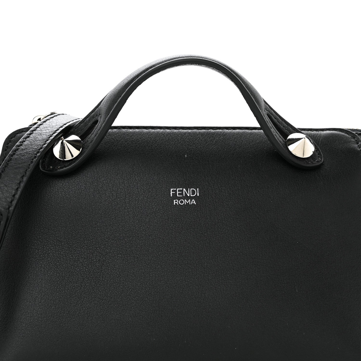 Fendi Vitello Dolce Crystal Heart Croc Tail Mini By The Way Boston Bag Black Rosso 8 of 13