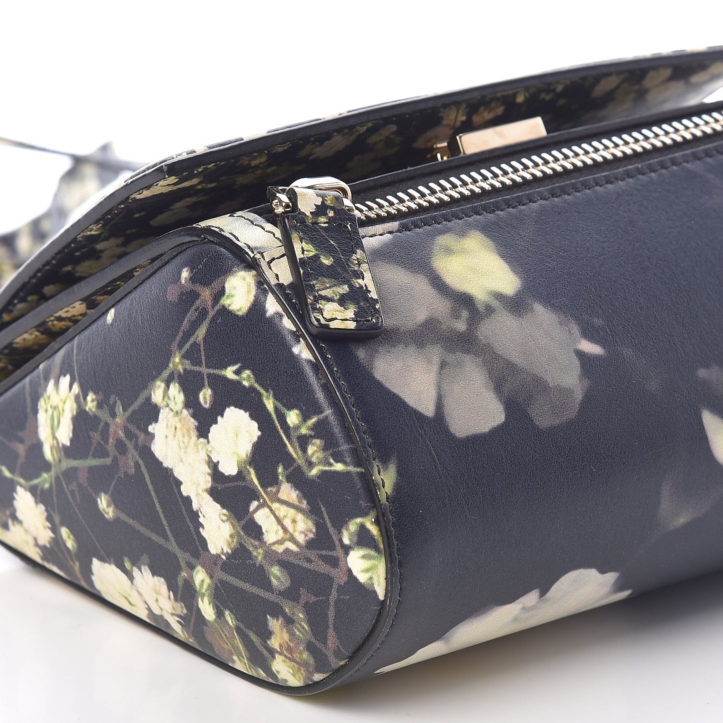 Calfskin Baby's Breath Print Mini Pandora Box Crossbody Bag Black
