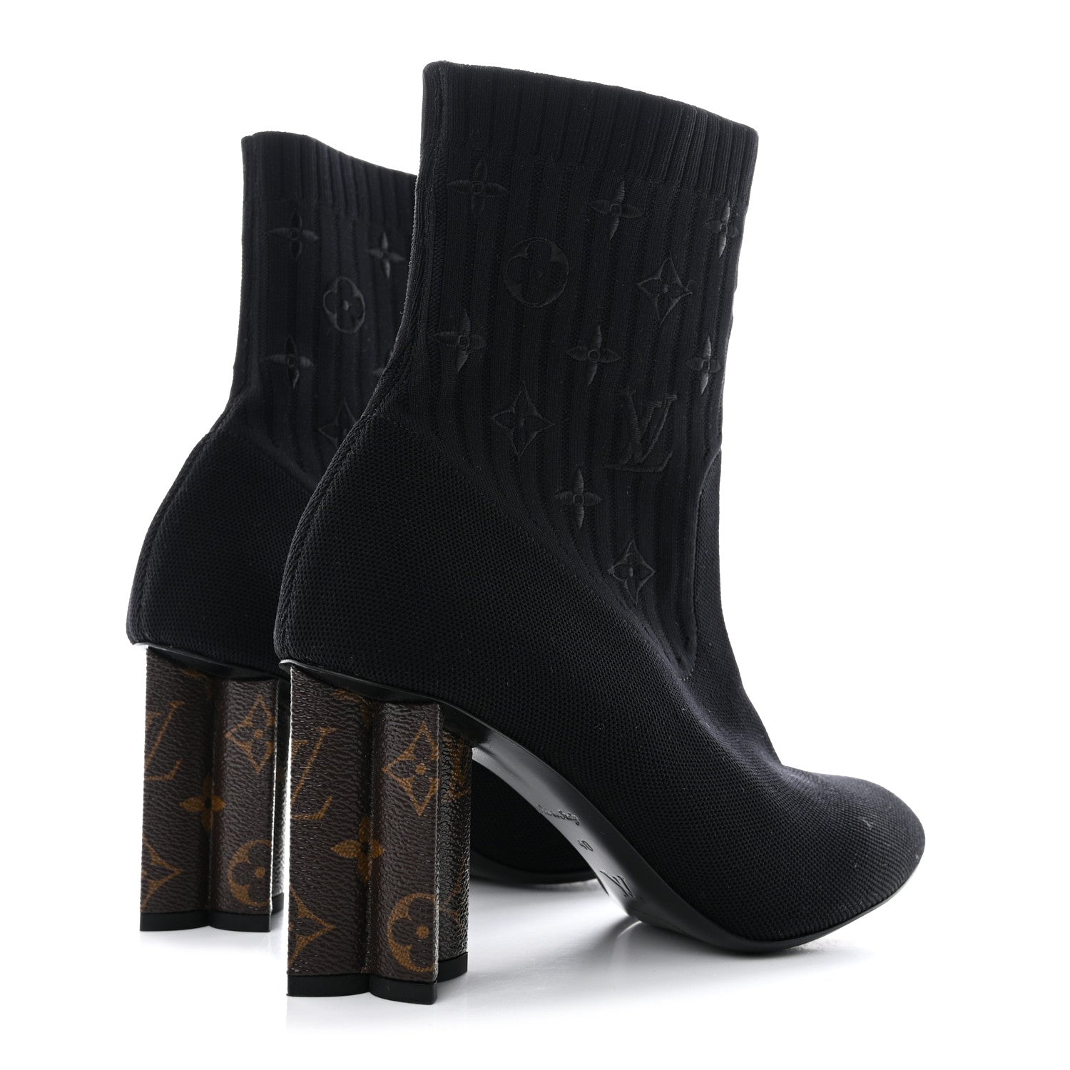 Louis Vuitton Monogram Stretch Fabric Silhouette Ankle Boots 40 Black 4 of 10