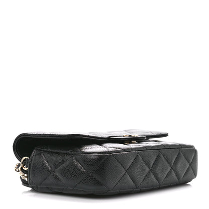 Chanel Caviar Quilted Flap Phone Holder With Chain Black 4 of 15