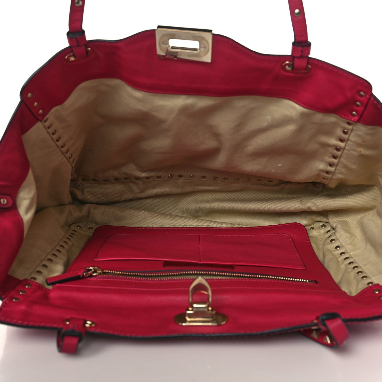 Valentino Garavani Vitello Medium Rockstud Tote Cyclamin 5 of 9