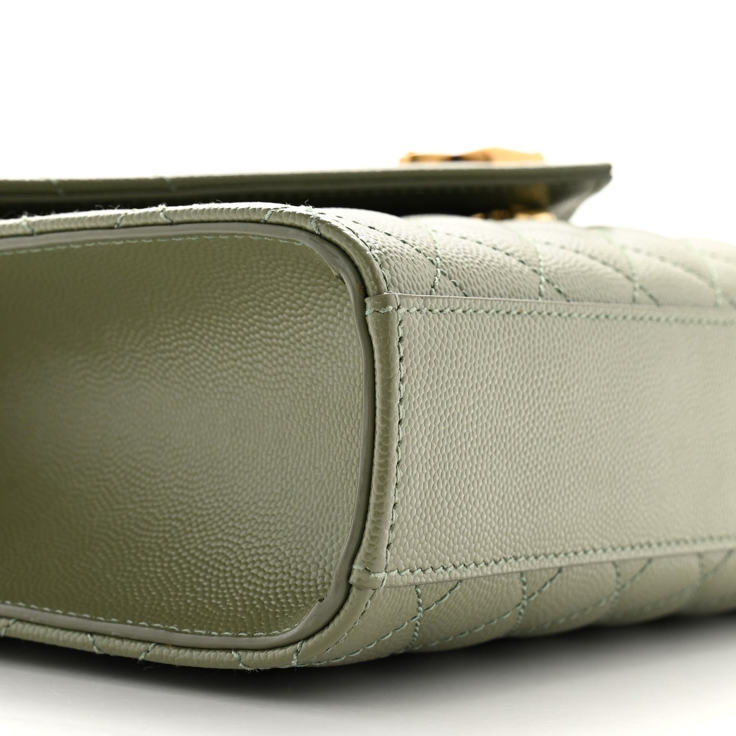 Grain De Poudre Textured Mixed Matelasse Triquilt Medium Monogram Satchel Light Sage