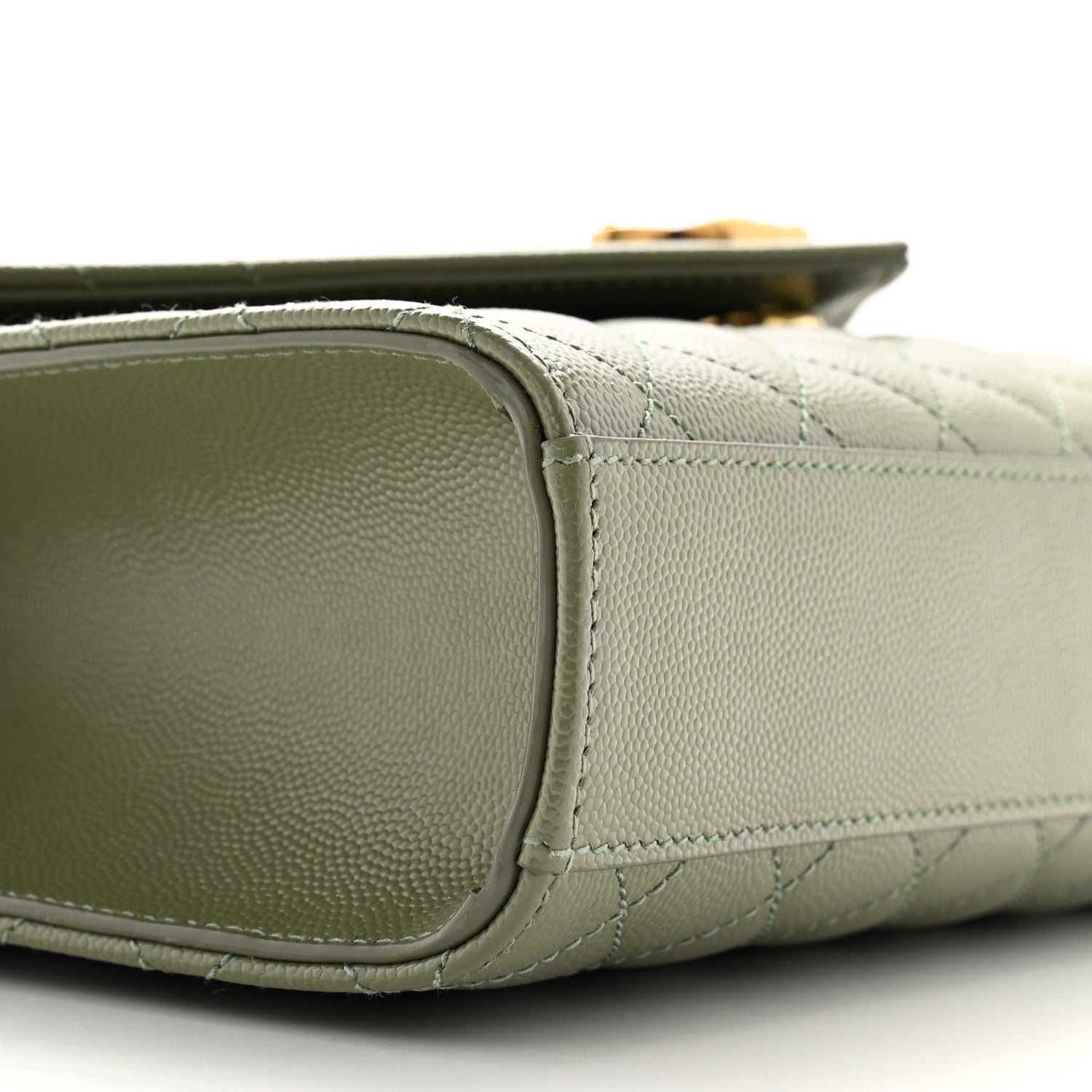 Saint Laurent Grain De Poudre Textured Mixed Matelasse Triquilt Medium Monogram Satchel Light Sage 9 of 11