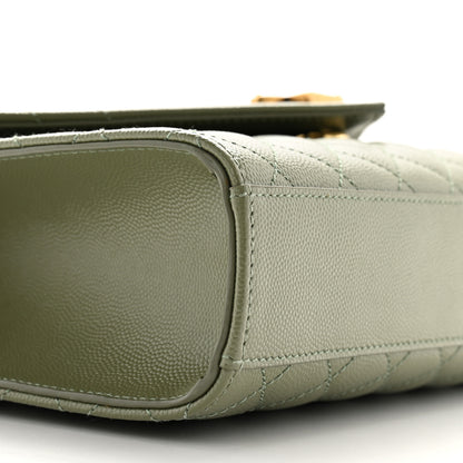 Saint Laurent Grain De Poudre Textured Mixed Matelasse Triquilt Medium Monogram Satchel Light Sage 9 of 11