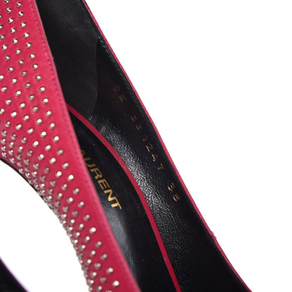 Saint Laurent Calfskin Micro Stud Paris 105 Pumps 38 Fuchsia 10 of 12