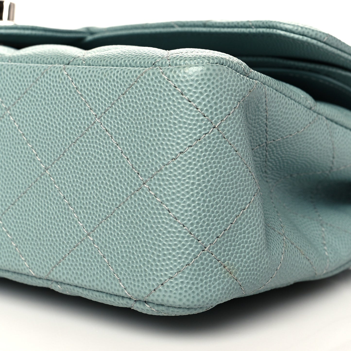Caviar Quilted Medium Double Flap Green